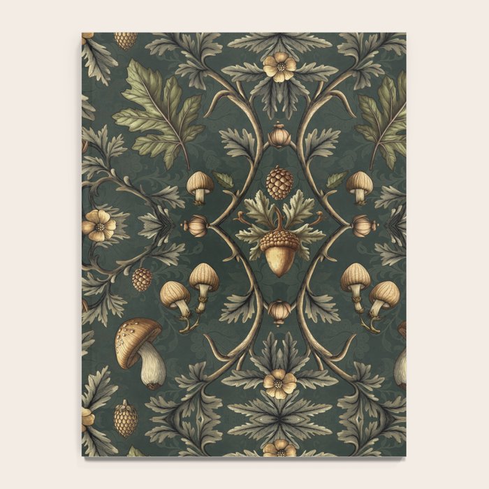 William Morris Style Forest Tales Cabincore Pattern Green Notebook Gallery Image 4