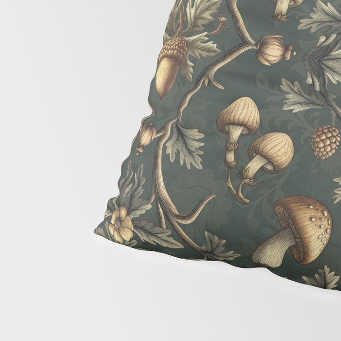 William Morris Style Forest Tales Cabincore Pattern Green Pillow Sham Gallery Image 4