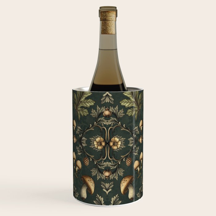 William Morris Style Forest Tales Cabincore Pattern Green Wine Chiller Gallery Image 1