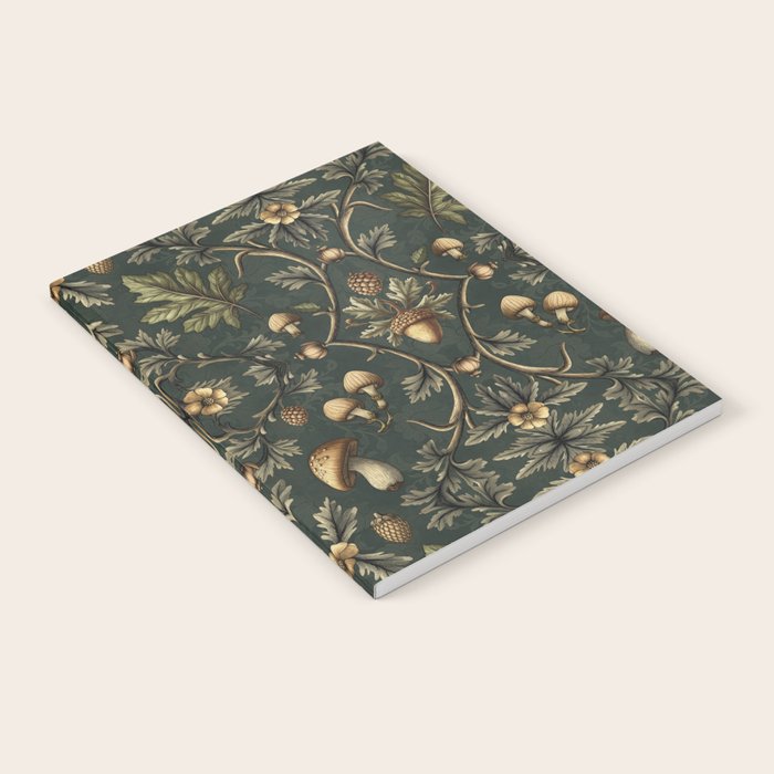 William Morris Style Forest Tales Cabincore Pattern Green Notebook Gallery Image 2