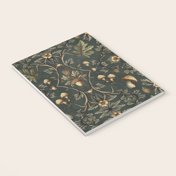 William Morris Style Forest Tales Cabincore Pattern Green Notebook Gallery Image 3