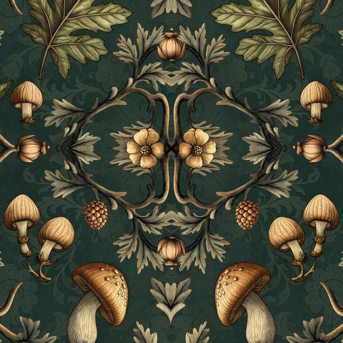 William Morris Style Forest Tales Cabincore Pattern Green Coffee Mug Gallery Image 2