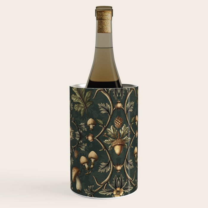 William Morris Style Forest Tales Cabincore Pattern Green Wine Chiller Gallery Image 3