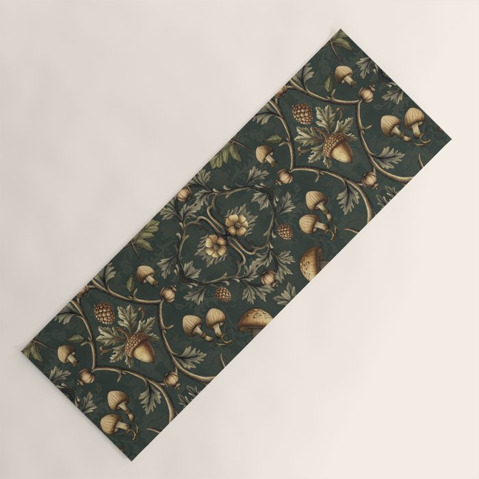 William Morris Style Forest Tales Cabincore Pattern Green Yoga Mat Gallery Image 1