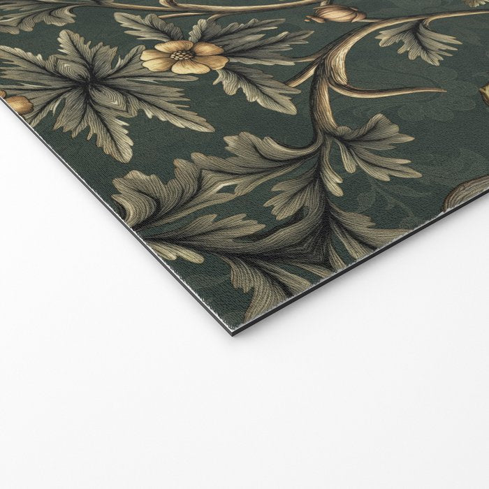 William Morris Style Forest Tales Cabincore Pattern Green Welcome Mat Gallery Image 2