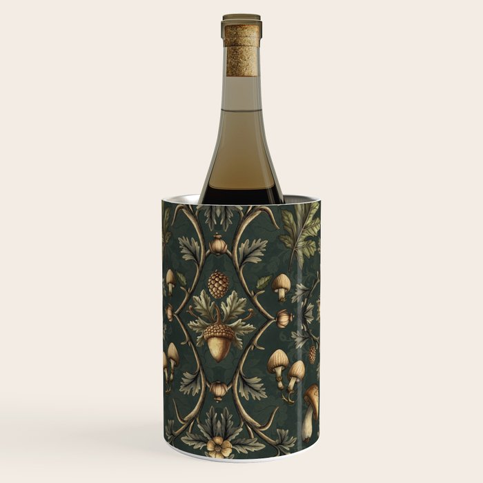 William Morris Style Forest Tales Cabincore Pattern Green Wine Chiller Gallery Image 2