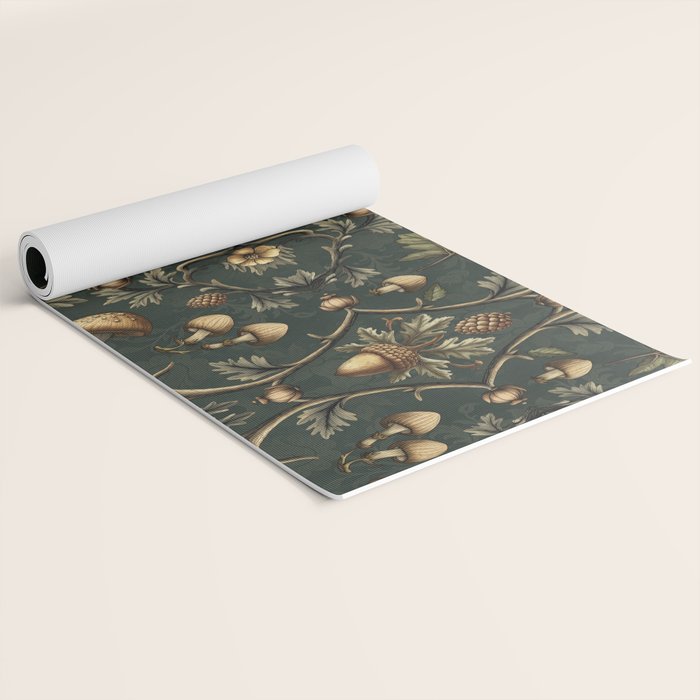 William Morris Style Forest Tales Cabincore Pattern Green Yoga Mat Gallery Image 2
