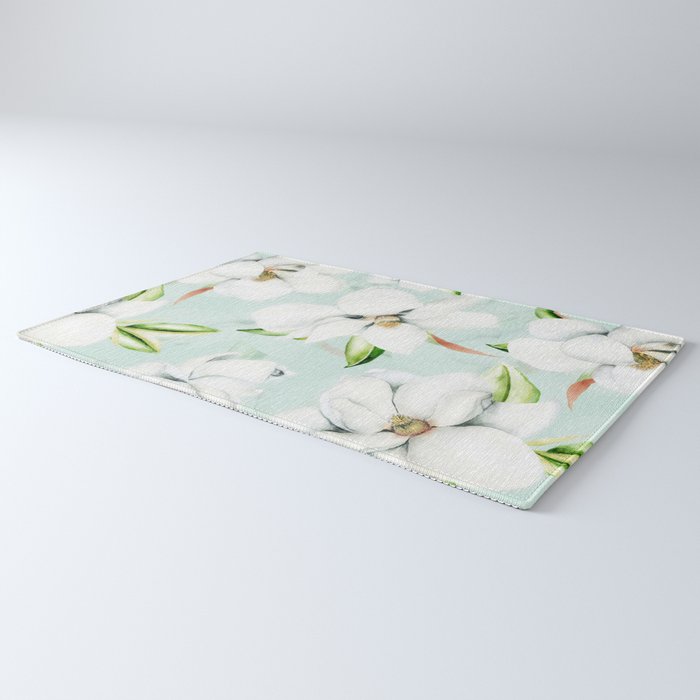 Hygge Magnolia Watercolor Pastel Flowers Rug Gallery Image 3