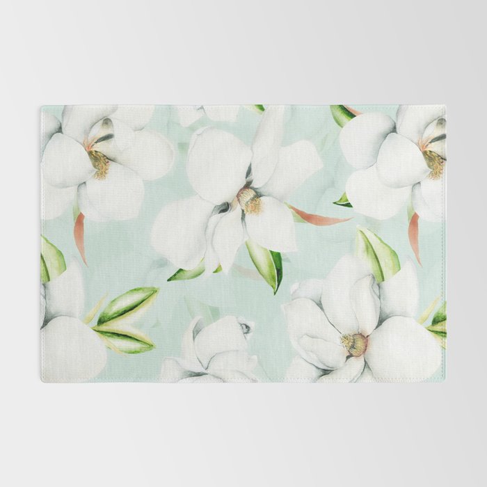 Hygge Magnolia Watercolor Pastel Flowers Rug Gallery Image 2
