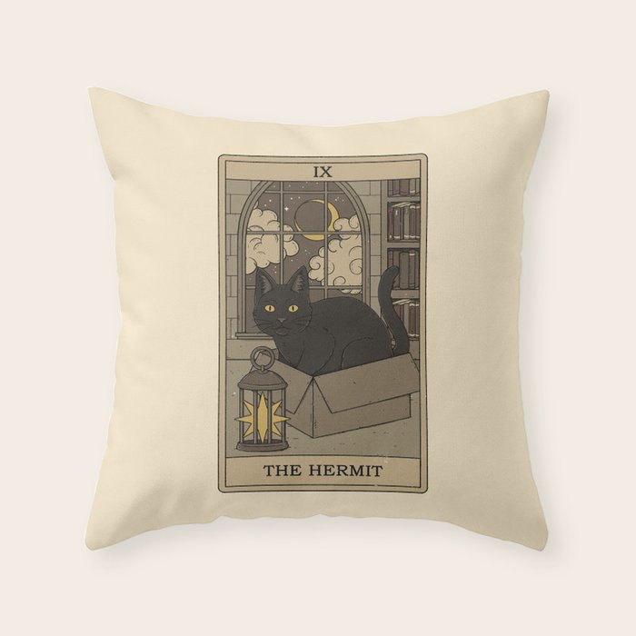 The Hermit - Cats Tarot Throw Pillow Gallery Image 6
