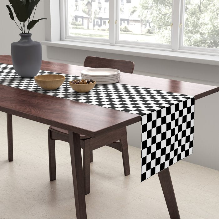 Check VIII - Black â Checkerboard Print Table Runner Gallery Image 2