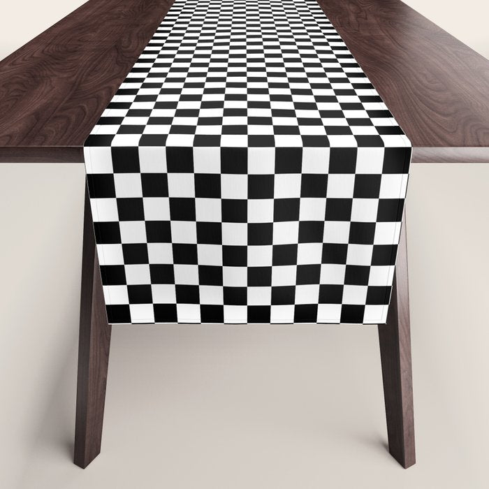 Check VIII - Black â Checkerboard Print Table Runner Gallery Image 1
