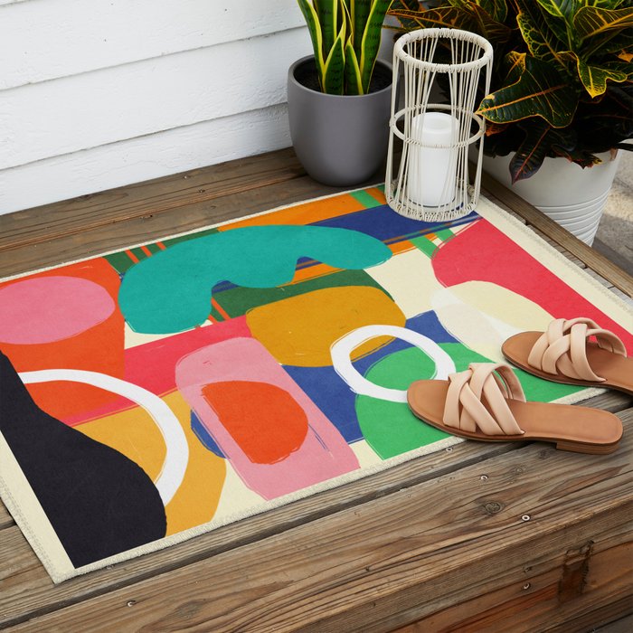 Modern Abstract Shape 02 Outdoor Rug Gallery Image 2