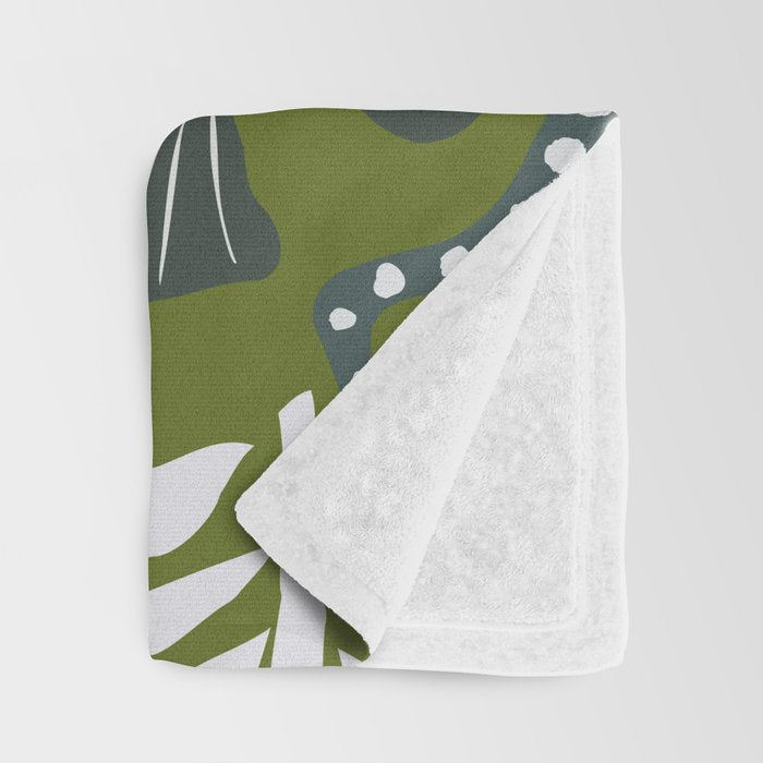 Cozy collection: mix and match happy florals Green leaves love Throw Blanket Gallery Image 3