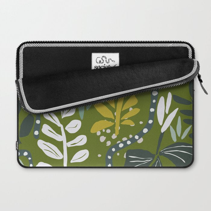 Cozy collection: mix and match happy florals Green leaves love Laptop Sleeve Gallery Image 2