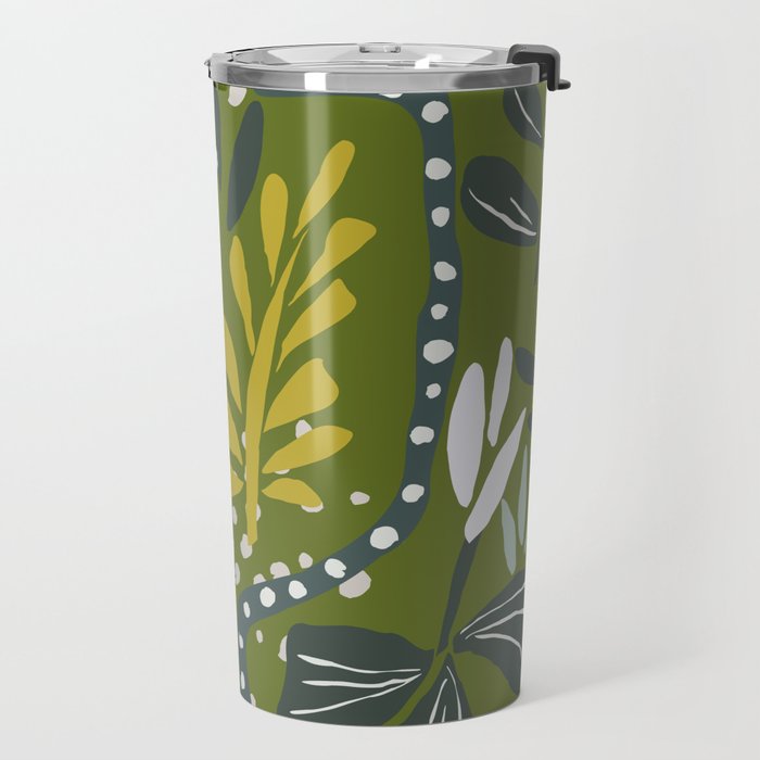 Cozy collection: mix and match happy florals Green leaves love Travel Mug Gallery Image 2