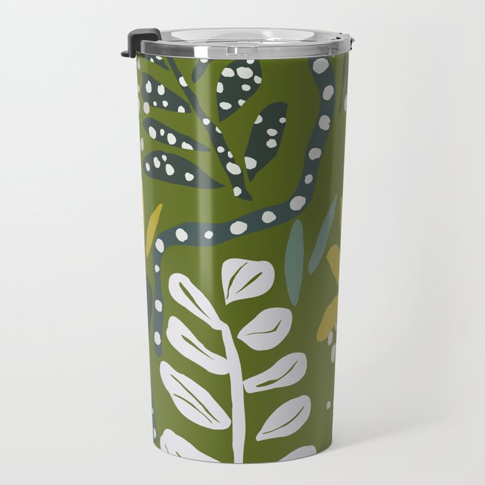 Cozy collection: mix and match happy florals Green leaves love Travel Mug Gallery Image 3