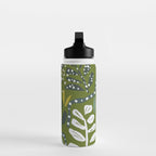 Cozy collection: mix and match happy florals Green leaves love Water Bottle Gallery Image 3