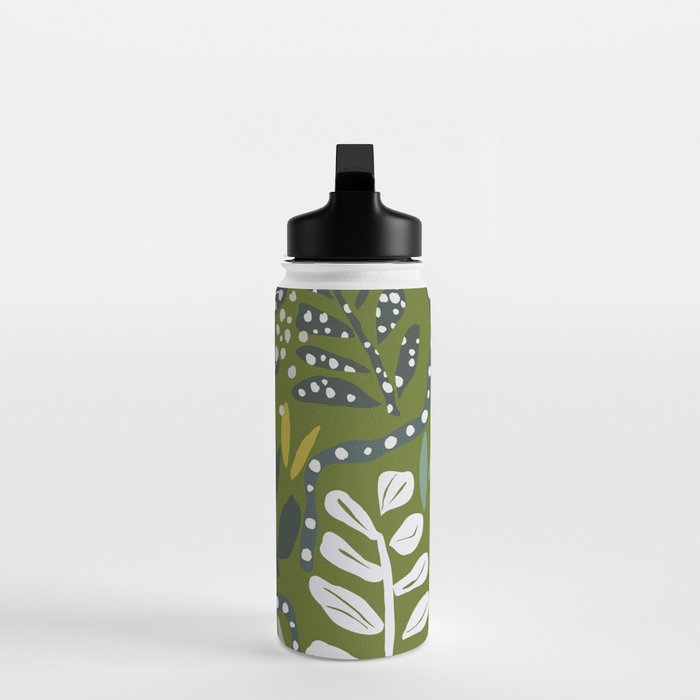 Cozy collection: mix and match happy florals Green leaves love Water Bottle Gallery Image 3