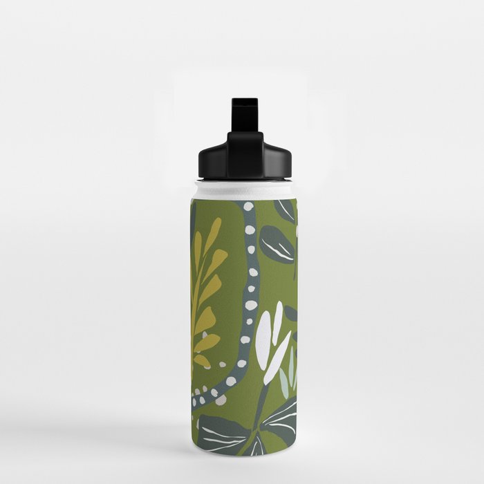 Cozy collection: mix and match happy florals Green leaves love Water Bottle Gallery Image 2