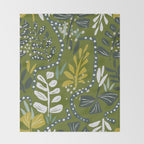 Cozy collection: mix and match happy florals Green leaves love Throw Blanket Gallery Image 2