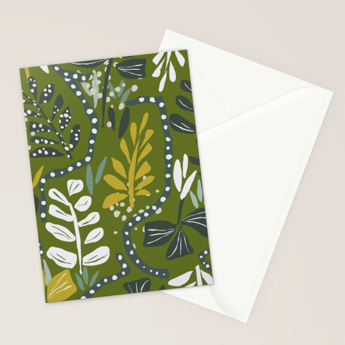 Cozy collection: mix and match happy florals Green leaves love Stationery Card Gallery Image 2