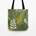 Cozy collection: mix and match happy florals Green leaves love Tote Bag Gallery Image 1