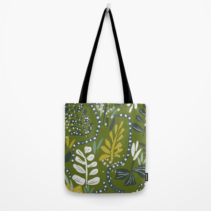 Cozy collection: mix and match happy florals Green leaves love Tote Bag Gallery Image 2