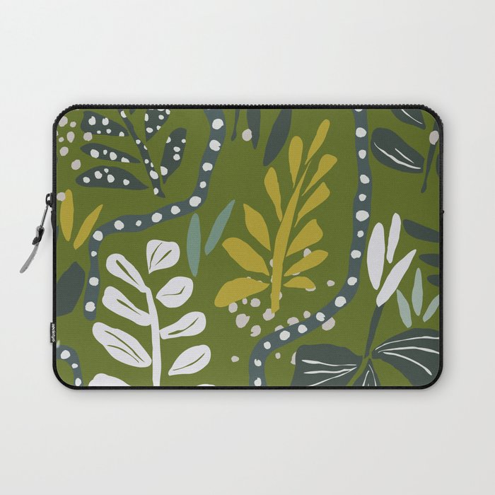 Cozy collection: mix and match happy florals Green leaves love Laptop Sleeve Gallery Image 1