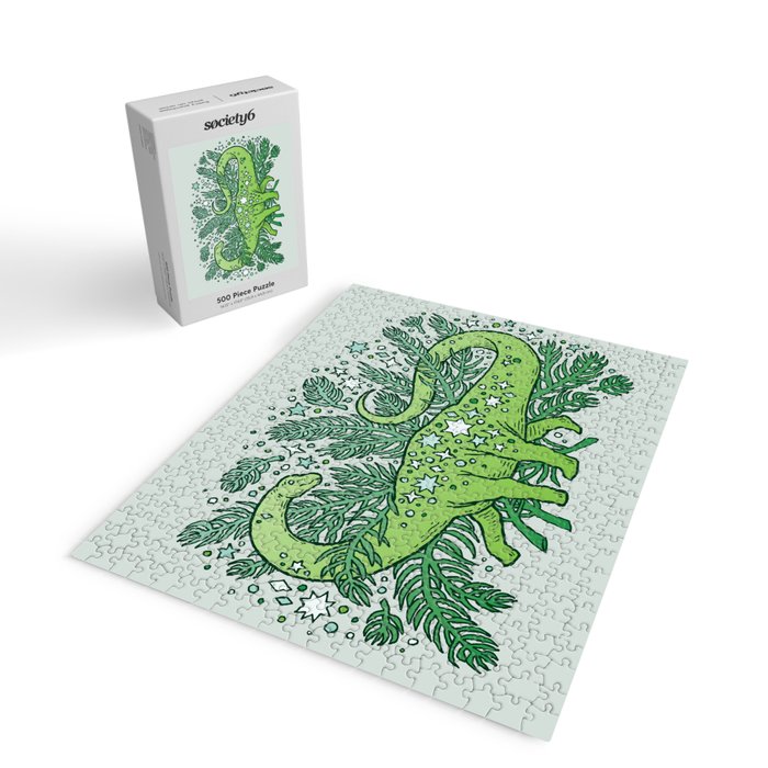 Evergreen Apatosaurus | Dinosaur Cosmic Festive Art Jigsaw Puzzle Gallery Image 2