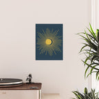 Sun and Moon - Mid Century Modern Minimalism in Light Mustard and Navy Blue Poster Gallery Image 2