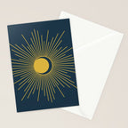Sun and Moon - Mid Century Modern Minimalism in Light Mustard and Navy Blue Stationery Card Gallery Image 2