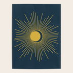 Sun and Moon - Mid Century Modern Minimalism in Light Mustard and Navy Blue Poster Gallery Image 4