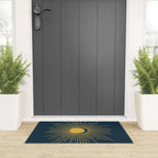 Sun and Moon - Mid Century Modern Minimalism in Light Mustard and Navy Blue Welcome Mat Gallery Image 3