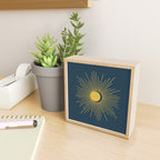 Sun and Moon - Mid Century Modern Minimalism in Light Mustard and Navy Blue Mini Art Print Gallery Image 2