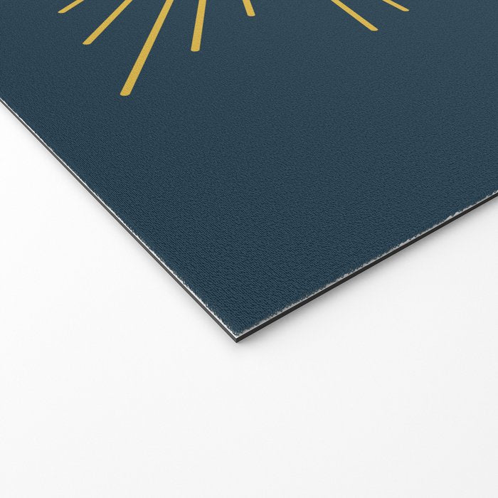 Sun and Moon - Mid Century Modern Minimalism in Light Mustard and Navy Blue Welcome Mat Gallery Image 2