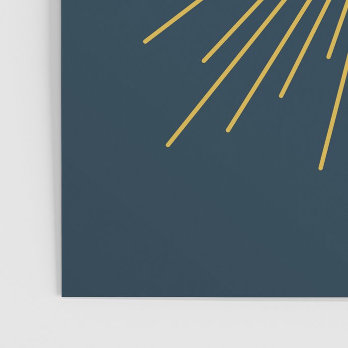 Sun and Moon - Mid Century Modern Minimalism in Light Mustard and Navy Blue Poster Gallery Image 3