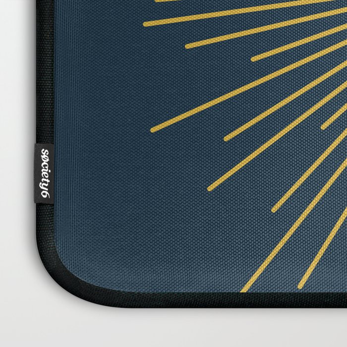 Sun and Moon - Mid Century Modern Minimalism in Light Mustard and Navy Blue Laptop Sleeve Gallery Image 3