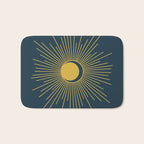 Sun and Moon - Mid Century Modern Minimalism in Light Mustard and Navy Blue Bath Mat Gallery Image 1