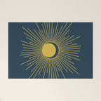 Sun and Moon - Mid Century Modern Minimalism in Light Mustard and Navy Blue Welcome Mat Gallery Image 1