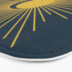Sun and Moon - Mid Century Modern Minimalism in Light Mustard and Navy Blue Bath Mat Gallery Image 3