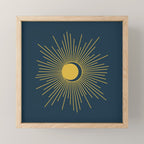 Sun and Moon - Mid Century Modern Minimalism in Light Mustard and Navy Blue Mini Art Print Gallery Image 1
