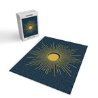 Sun and Moon - Mid Century Modern Minimalism in Light Mustard and Navy Blue Jigsaw Puzzle Gallery Image 2