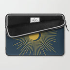Sun and Moon - Mid Century Modern Minimalism in Light Mustard and Navy Blue Laptop Sleeve Gallery Image 2