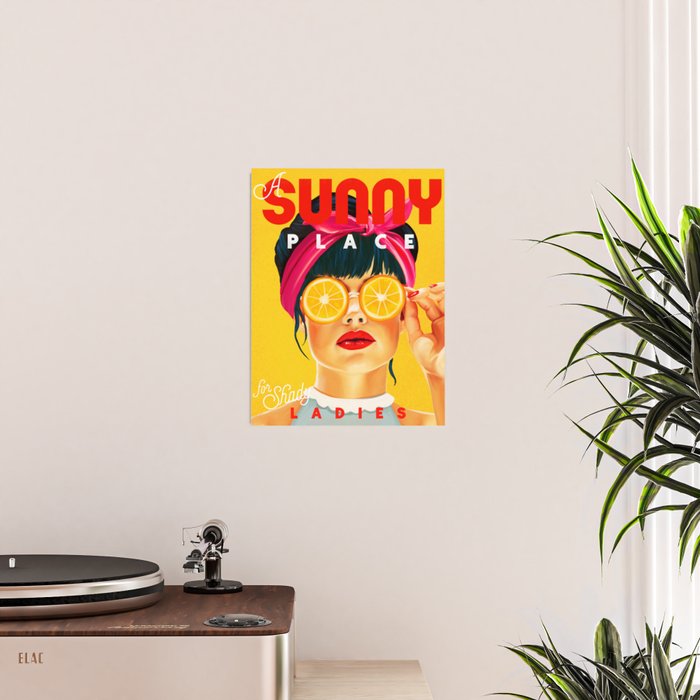 "A Sunny Place For Shady Ladies" Cool, Retro Pinup Girl With Orange Shades Poster Gallery Image 2