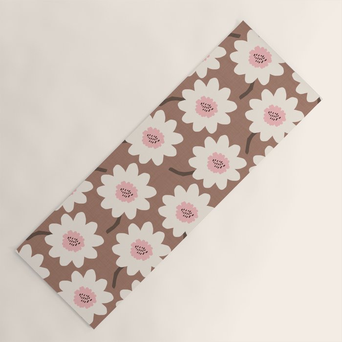 Flower field - mocha pink Yoga Mat Gallery Image 1