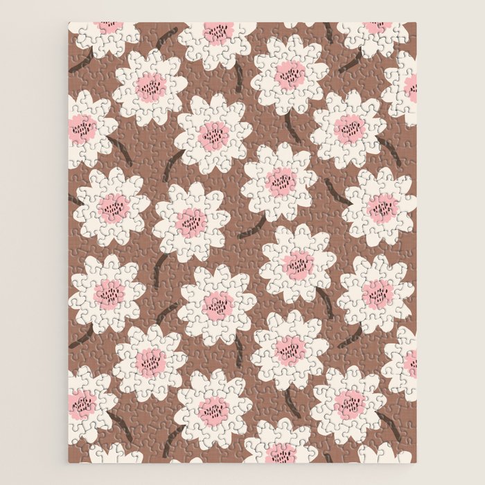 Flower field - mocha pink Jigsaw Puzzle Gallery Image 1