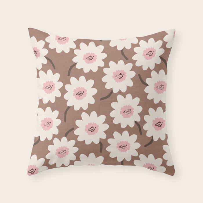 Flower field - mocha pink Throw Pillow Gallery Image 6
