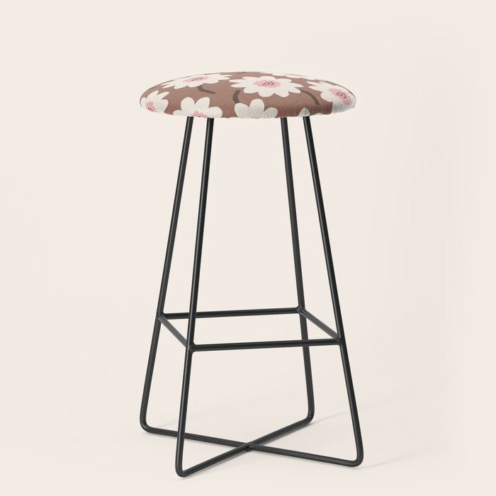 Flower field - mocha pink Stool Gallery Image 1