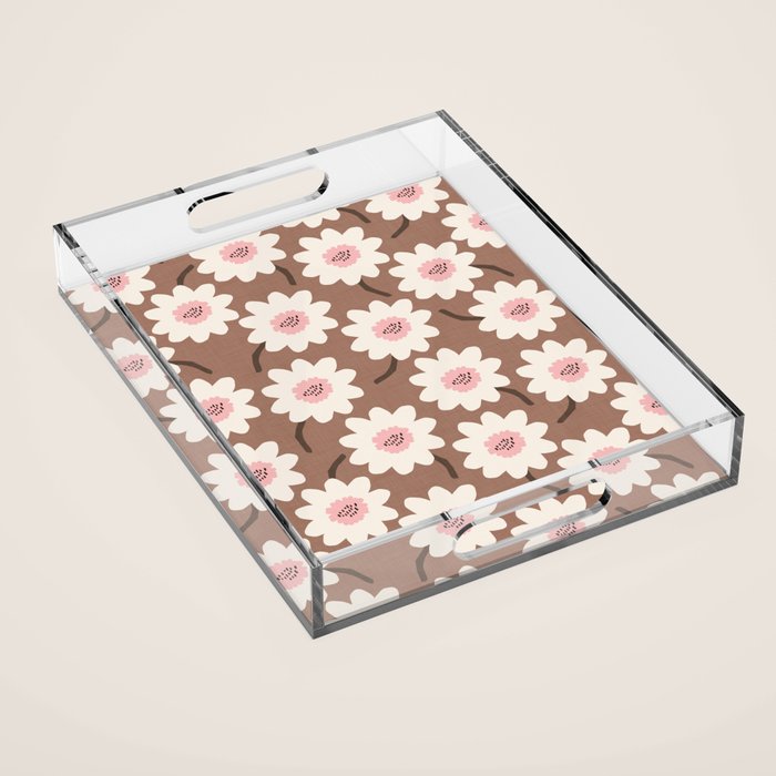 Flower field - mocha pink Acrylic Tray Gallery Image 1